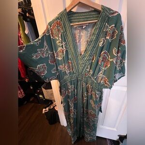 Knox Rose Teal Floral V-Neck Maxi Dress